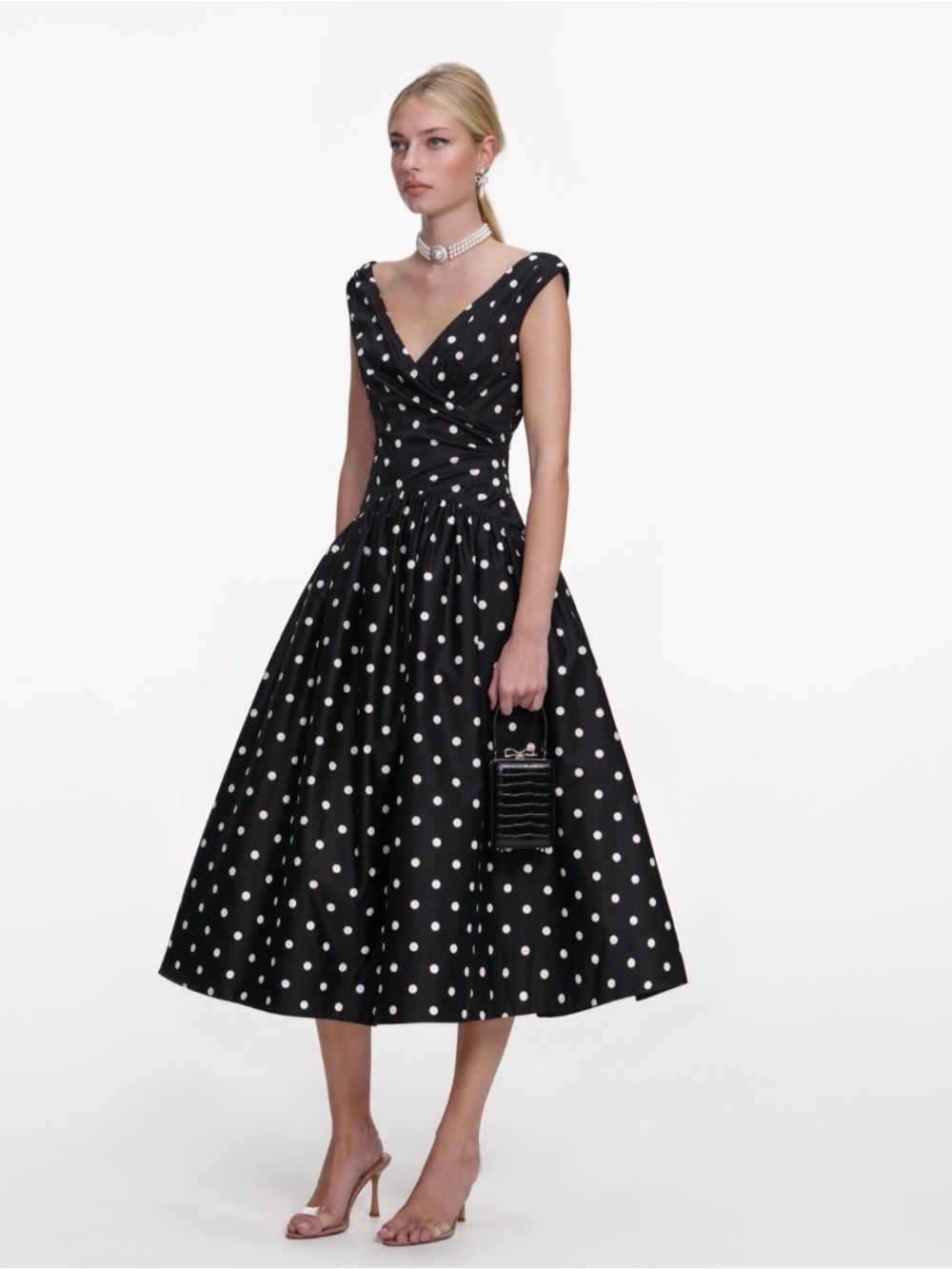 *ISO* Self-Portrait Black Polka Dot Midi Dress